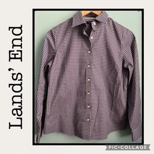 Lands’ End Checked No Iron Pinpoint Oxford Size 6P